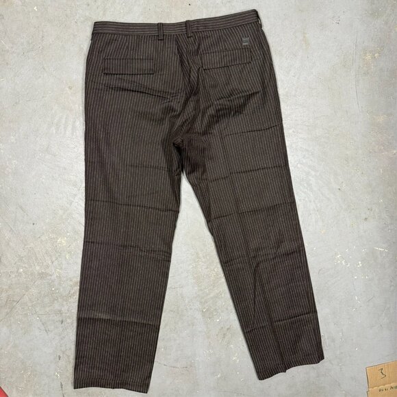 Hugo Boss Dress Pants Striped Wool Trousers "Baxter" Brown 36x32 - Picture 8 of 10